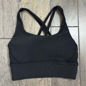 Lululemon Energy Bra Long Line Ribbed *Medium Support, B–D Cup Black